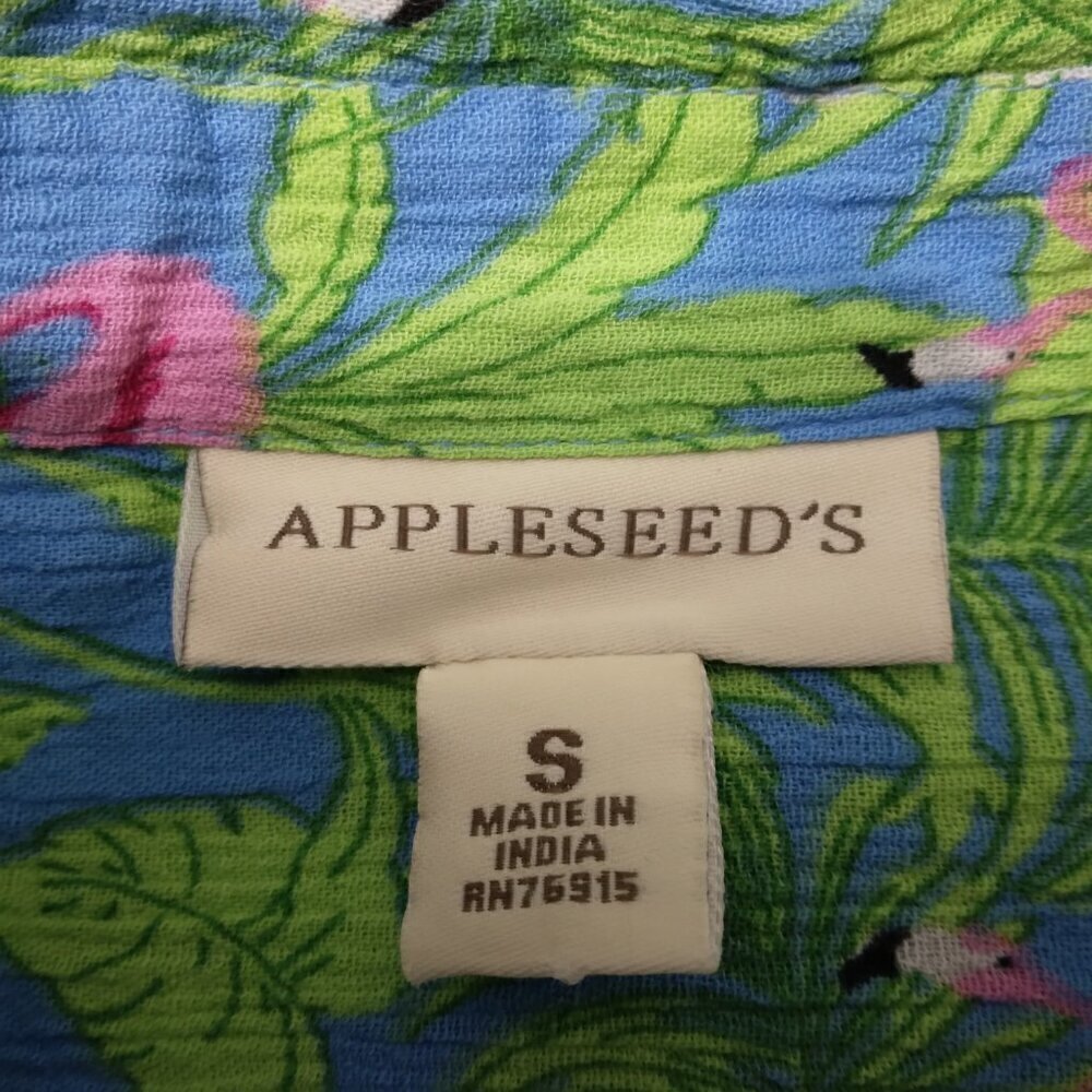 Appleseed's | Tropical Flamingo Crinkle Cotton Shirt | Size S - Picture 6 of 8